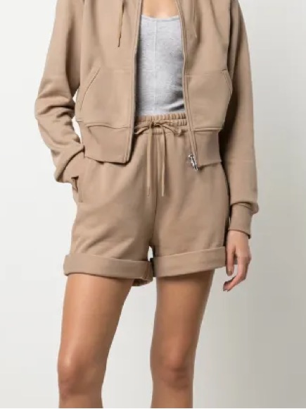 3.1 Phillip Lim Everyday Tan Rolled Cotton Terry Shorts Size M Nwt Athleisure